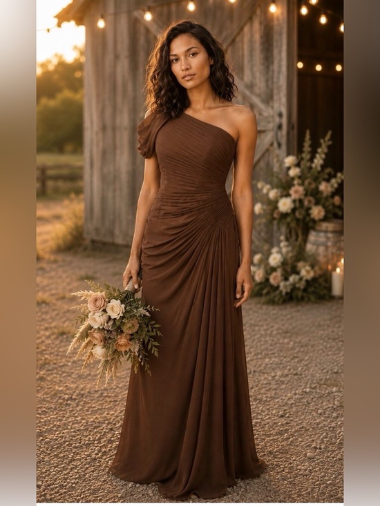 Ryanth Dresses & Skirts - Elegant One Shoulder Corset Formal Gala Gown Size 4 Chocolate Brown RYANTH NWT